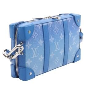 Louis Vuitton Clouds Leather Shoulder Soft Canvas Wallet White Trunk Blue